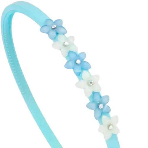 Righe e Pois - Fermacapelli bimba, Cerchietto per capelli bambina cm 0, 5 con fiori effetto cristallo e strass, fascia miniatura 2