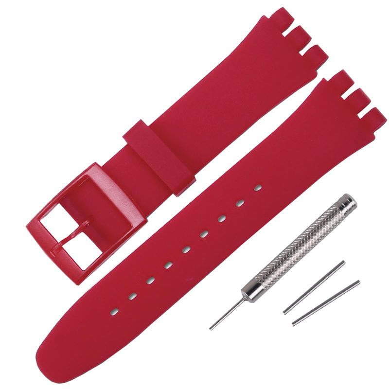 RIHAHISY Cinturino Silicone Swatch 17mm Rosso Scuro