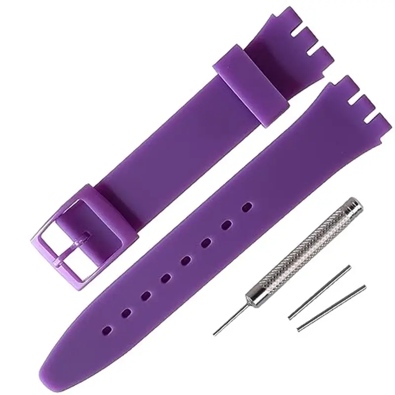 Rihahisy Sostituzione cinturino in gomma siliconica/cinturino per orologio per Swatch, 19mm, Lilla