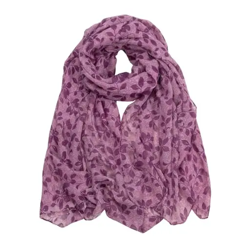 RIIQIICHY Foulard Donna Firmati Viola Sciarpa Donna Primaverile Grande Leggera Pashmina Donna Elegante Motivo a Foglie