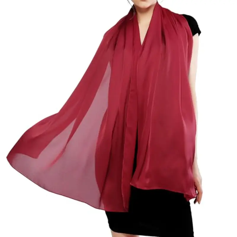 RIIQIICHY Foulard Sciarpa Rosso Seta Donna Pashmina Leggera Stola Scialle Cerimonia Abito da Sera Elegante Sposa