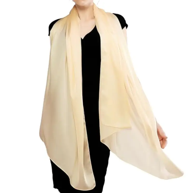 RIIQIICHY Foulard Sciarpa Seta Donna Pashmina Leggera Stola Scialle Cerimonia Abito da Sera Elegante Sposa Latte