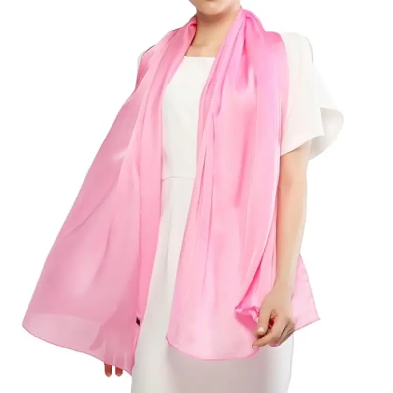 RIIQIICHY Foulard Sciarpa Seta Donna Rosa Pashmina Leggera Stola Scialle Cerimonia Abito da Sera Elegante Sposa