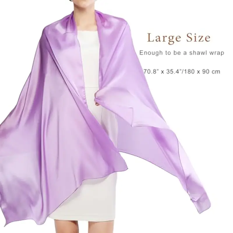 RIIQIICHY Foulard Sciarpa Seta Donna Viola Pashmina Leggera Stola Scialle Cerimonia Abito da Sera Elegante Sposa miniatura 2