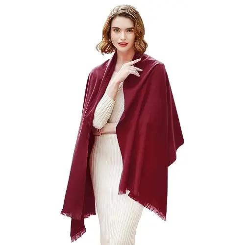 RIIQIICHY Sciarpa da donna Invernale Pashmina Foulard Vino Rosso Cerimonia Scialle Stola Lungo grande elegante spesse miniatura 2