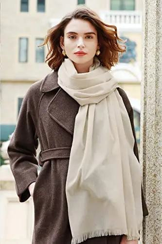 RIIQIICHY Sciarpa Donna Invernale Beige Pashmina Scialle Stola Elegante Cerimonia Foulard Lungo Grande Spesse Calde miniatura 2