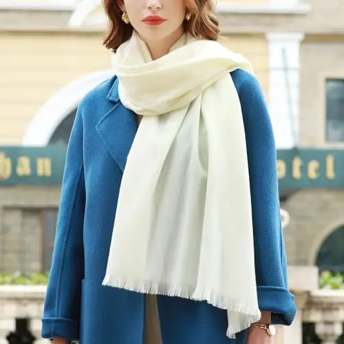 RIIQIICHY Sciarpa Donna Invernale Bianco Pashmina Scialle Stola Elegante Cerimonia Foulard Lungo Grande Spesse Calde miniatura 3