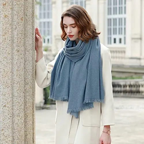 RIIQIICHY Sciarpa Donna Invernale Blu Pashmina Scialle Stola Elegante Cerimonia Foulard Lungo Grande Spesse Calde miniatura 3