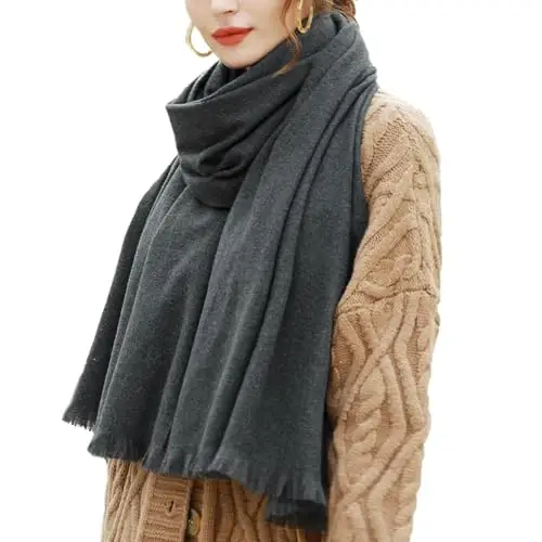 RIIQIICHY Sciarpa Donna Invernale Grigio Pashmina Scialle Stola Elegante Cerimonia Foulard Lungo Grande Spesse Calde
