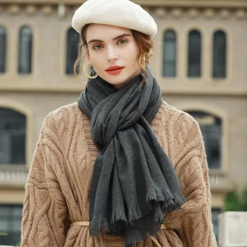 RIIQIICHY Sciarpa Donna Invernale Grigio Pashmina Scialle Stola Elegante Cerimonia Foulard Lungo Grande Spesse Calde miniatura 3