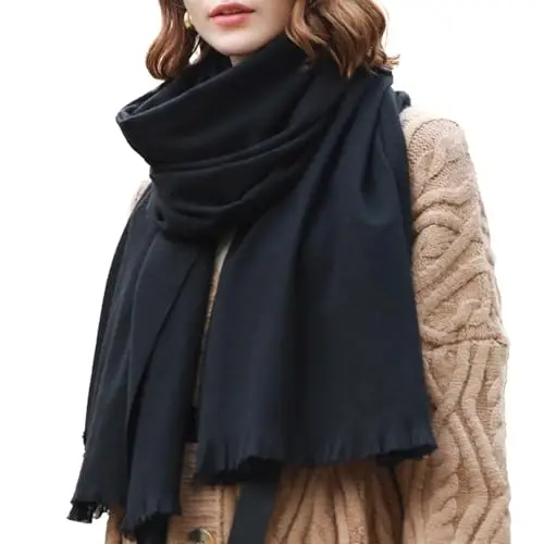 RIIQIICHY Sciarpa Donna Invernale Nero Pashmina Scialle Stola Elegante Cerimonia Foulard Lungo Grande Spesse Calde