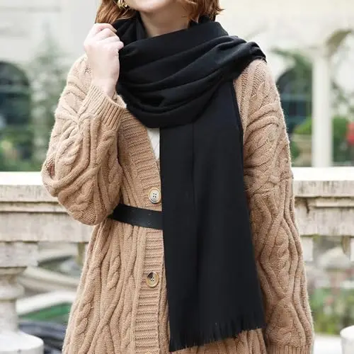RIIQIICHY Sciarpa Donna Invernale Nero Pashmina Scialle Stola Elegante Cerimonia Foulard Lungo Grande Spesse Calde miniatura 2
