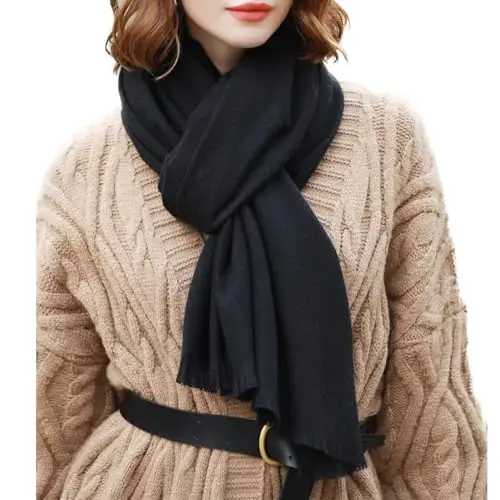 RIIQIICHY Sciarpa Donna Invernale Nero Pashmina Scialle Stola Elegante Cerimonia Foulard Lungo Grande Spesse Calde miniatura 3