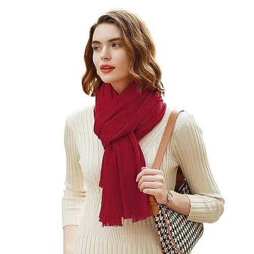 RIIQIICHY Sciarpa Donna Invernale Rosso Pashmina Scialle Stola Elegante Cerimonia Foulard Lungo Grande Spesse Calde