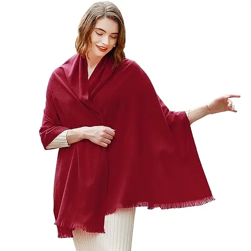 RIIQIICHY Sciarpa Donna Invernale Rosso Pashmina Scialle Stola Elegante Cerimonia Foulard Lungo Grande Spesse Calde miniatura 2