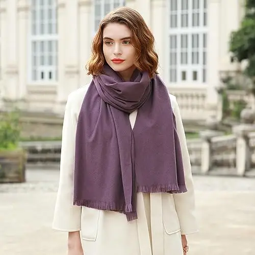 RIIQIICHY Sciarpa Donna Invernale Viola Pashmina Scialle Stola Elegante Cerimonia Foulard Lungo Grande Spesse Calde miniatura 3