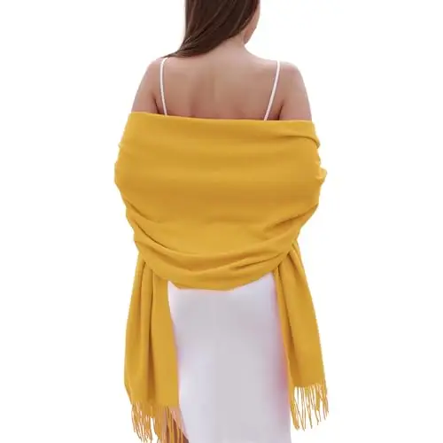 RIIQIICHY Sciarpa Giallo Donna Pashmina Scialle Invernale Caldo Stola Elegante Cerimonia Regalo Donna
