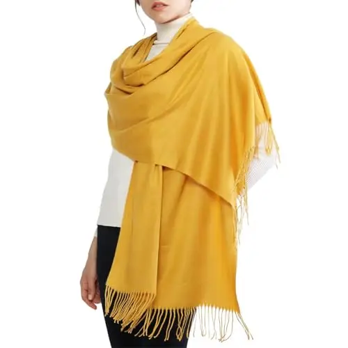 RIIQIICHY Sciarpa Giallo Donna Pashmina Scialle Invernale Caldo Stola Elegante Cerimonia Regalo Donna miniatura 2