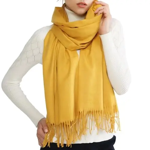RIIQIICHY Sciarpa Giallo Donna Pashmina Scialle Invernale Caldo Stola Elegante Cerimonia Regalo Donna miniatura 3