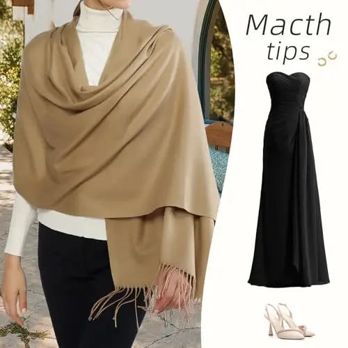 RIIQIICHY Sciarpa Marrone Donna Pashmina Scialle Invernale Caldo Stola Elegante Cerimonia Regalo Donna miniatura 2