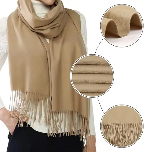 RIIQIICHY Sciarpa Marrone Donna Pashmina Scialle Invernale Caldo Stola Elegante Cerimonia Regalo Donna miniatura 3