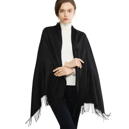 RIIQIICHY Sciarpa Nero Donna Pashmina Scialle Invernale Caldo Stola Elegante Cerimonia Regalo Donna miniatura 2