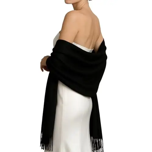 RIIQIICHY Sciarpa Nero Donna Pashmina Scialle Invernale Caldo Stola Elegante Cerimonia Regalo Donna miniatura 3