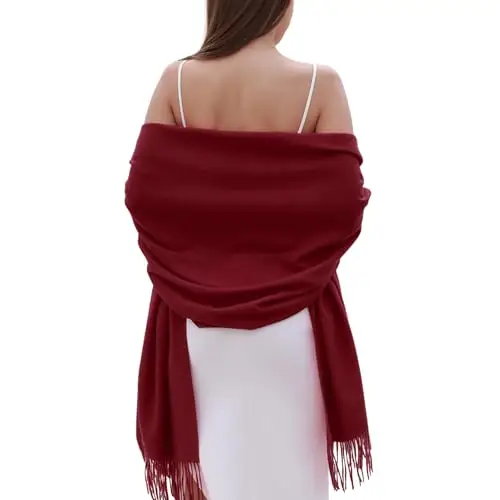 RIIQIICHY Sciarpa Rosso Donna Pashmina Scialle Invernale Caldo Stola Elegante Cerimonia Regalo Donna