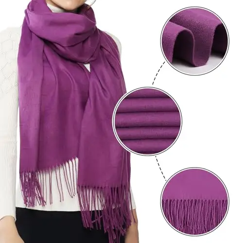 RIIQIICHY Sciarpa Viola Donna Pashmina Scialle Invernale Caldo Stola Elegante Cerimonia Regalo Donna miniatura 3