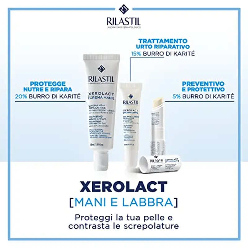 Rilastil Xerolact Crema Mani Riparatrice, Trattamento Restitutivo, Nutriente e Protettiva con Burro di Karité per Pelli Sensibili, Molto Secche, Confezione da 90ml miniatura 3