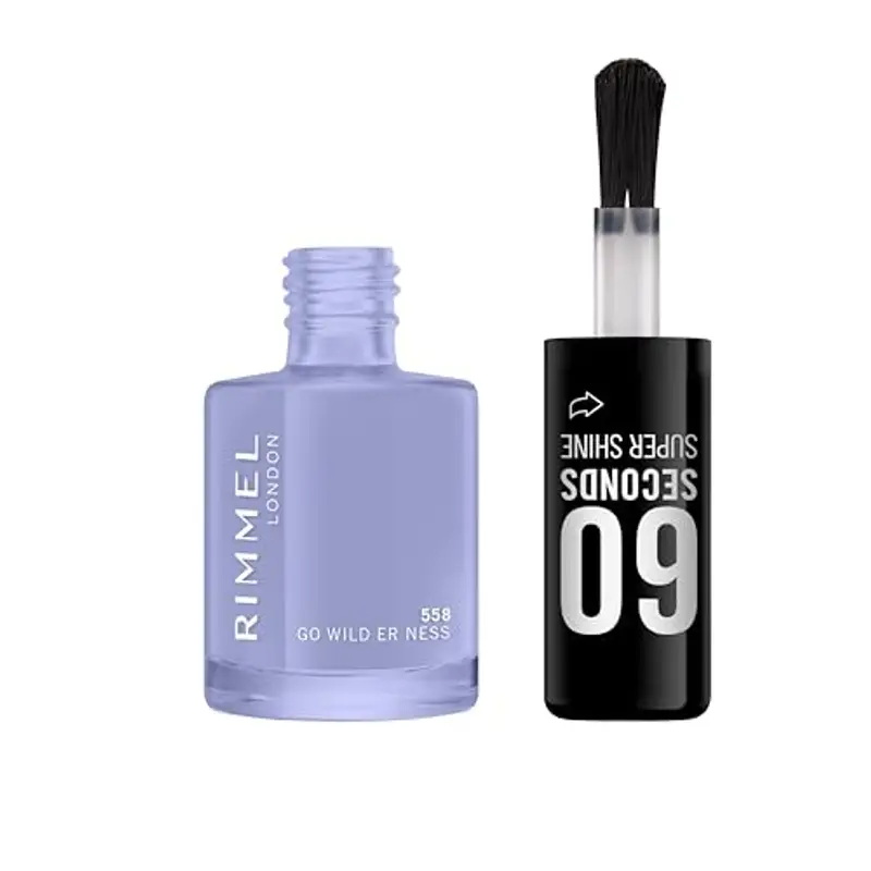 Rimmel 60 Seconds Super Shine Smalto, Smalto asciugatura rapida, Colore vibrante, A lunga tenuta, 8 ml, 558 Go Wild Ern Ness miniatura 2