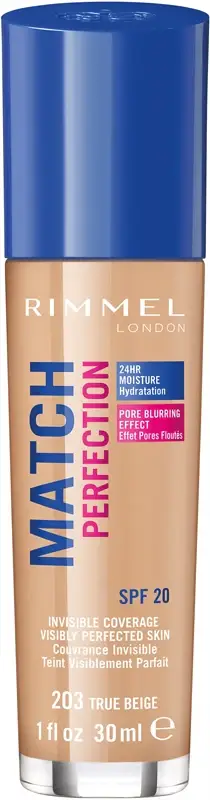 Fondotinta Rimmel London Match Perfection 24H SPF20 203 True Beige 30 ml