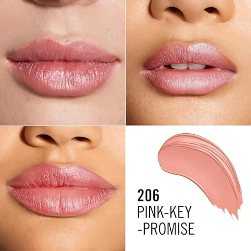 Rimmel Lasting Finish, 206 Pink-Key-Promise, Rossetto Satinato, Lunga Durata, Finish Satinato, Ricco Colore, Idratante, Formula Vegana, 4g miniatura 2