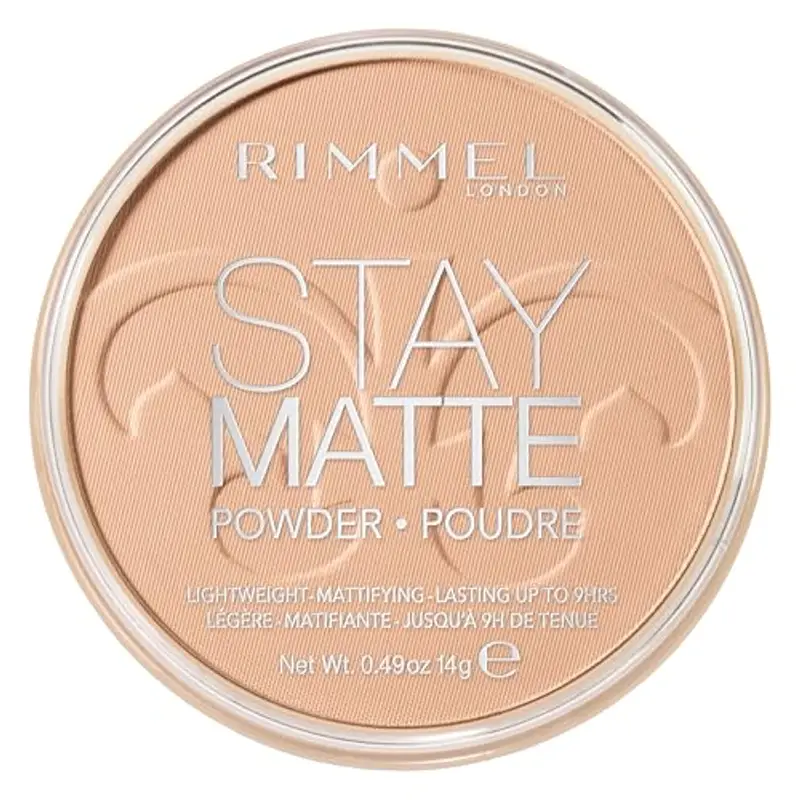 Rimmel London Cipria Compatta Stay Matte, Polvere Opacizzante a Lunga Tenuta per Pelli Grasse e Miste, 005 Silky Beige- 14 g