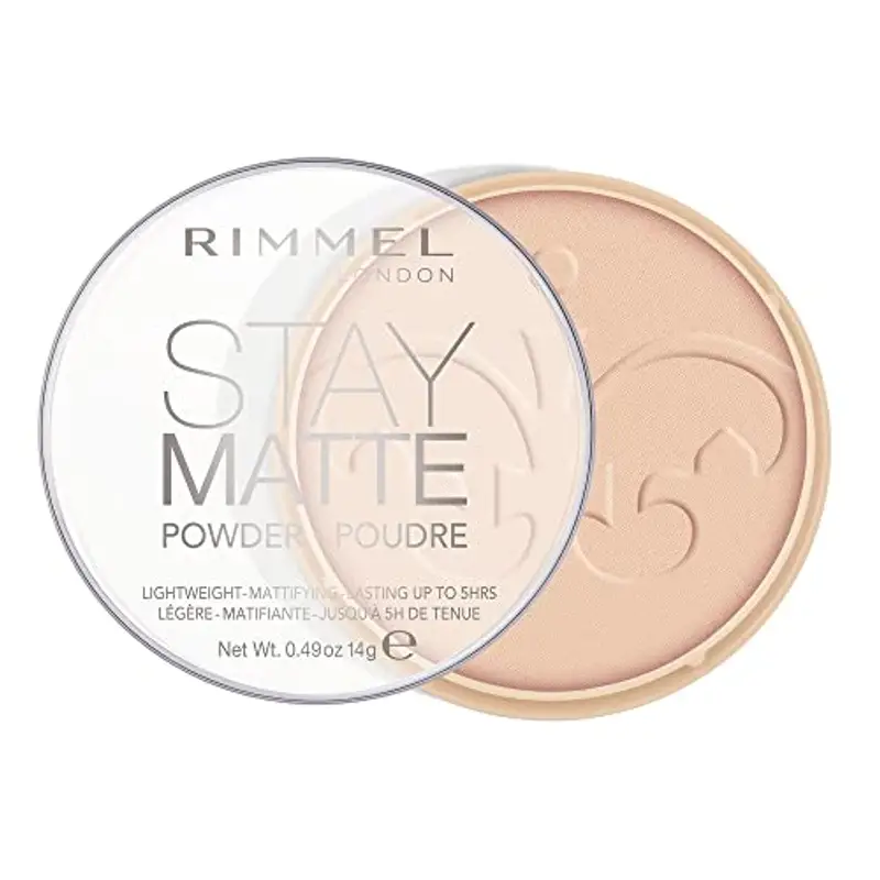 Rimmel London Cipria Compatta Stay Matte - Polvere Opacizzante a Lunga Tenuta per Pelli Grasse e Miste - Peach Glow - 14 g