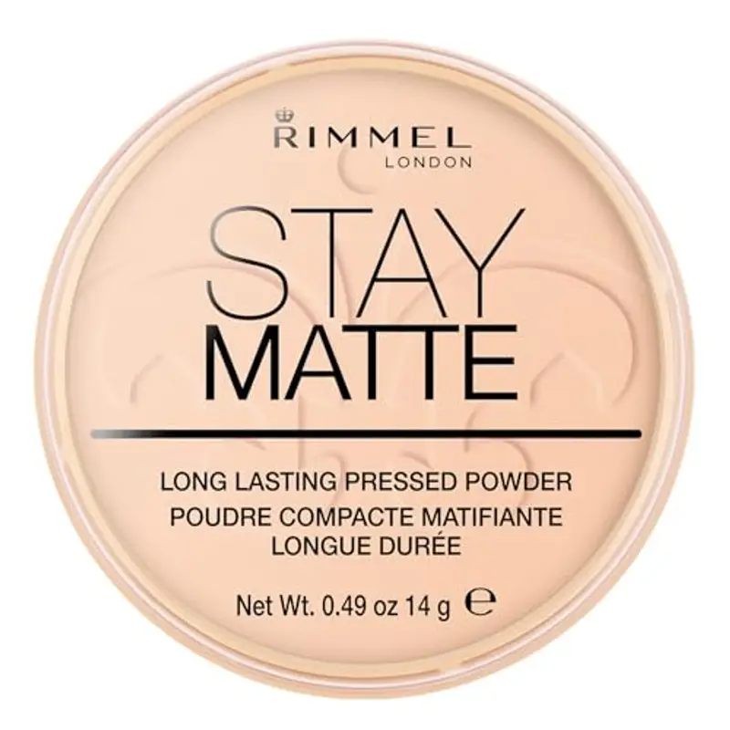 Rimmel London Cipria Compatta Stay Matte - Polvere Opacizzante a Lunga Tenuta per Pelli Grasse e Miste - Warm Beige - 14 g