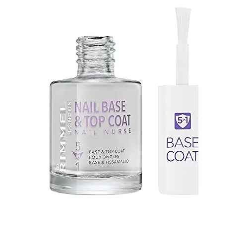 Rimmel London Nail Base e Top Coat Trasparente 5 in 1 per Smalto Unghie, Rinforzante. Levigante. Fissante. Protettivo.
