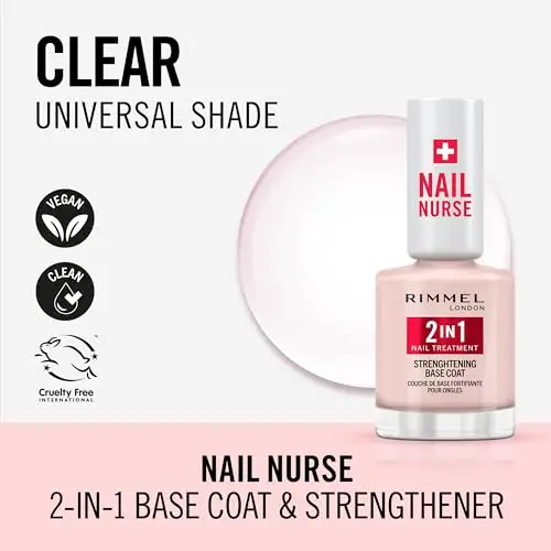 Rimmel London, Nail Care Base & Rinforzante 2 in 1, Protegge e stimola la crescita, Formula Vegana ad Asciugatura miniatura 3