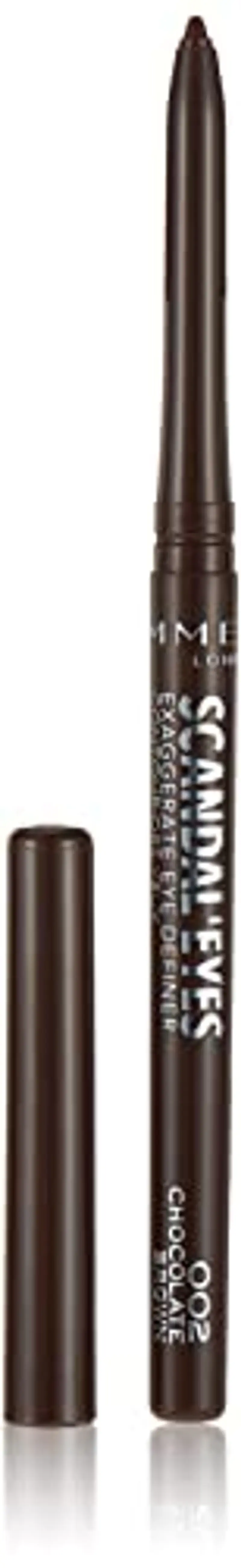 Rimmel London ScandalEyes Exaggerate Eye Definer, Matita Occhi Automatica Waterproof a Lunga Durata dal Colore Intenso e Tratto Ultra Preciso, 002 Chocolate Brown - 210 g