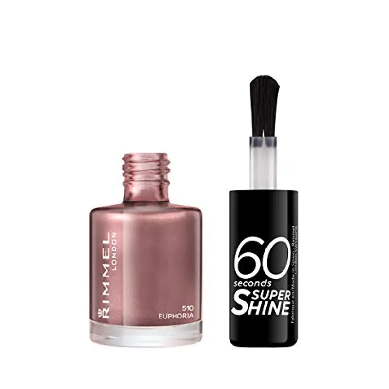 Rimmel London Smalto Unghie 60 Seconds Super Shine - Asciugatura Rapida e Lunga Durata - 510 Euphoria ( Malva Chiaro (Finish Metalizzato) - 8 ml