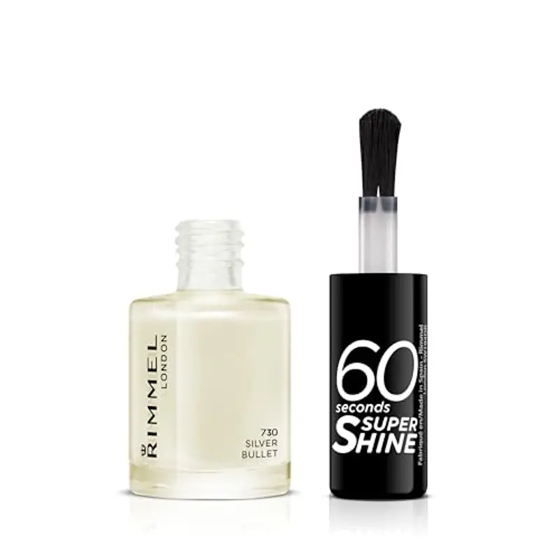 Rimmel London Smalto Unghie 60 Seconds Super Shine - Asciugatura Rapida e Lunga Durata - 730 Silver Bullet (Bianco Perlato) - 8 ml miniatura 2