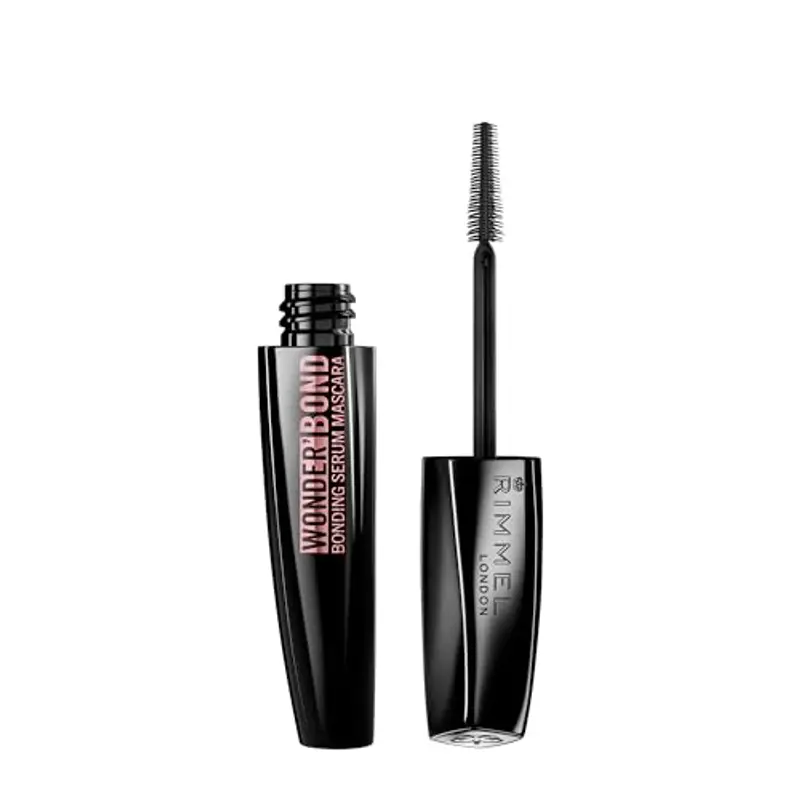 Rimmel London, Wonder Bond, 001 Black, Mascara, Mascara allungante, Mascara Siero riparatore, Zero sbavature, Zero grumi, Rinforza la struttura delle ciglia, 11 ml miniatura 2