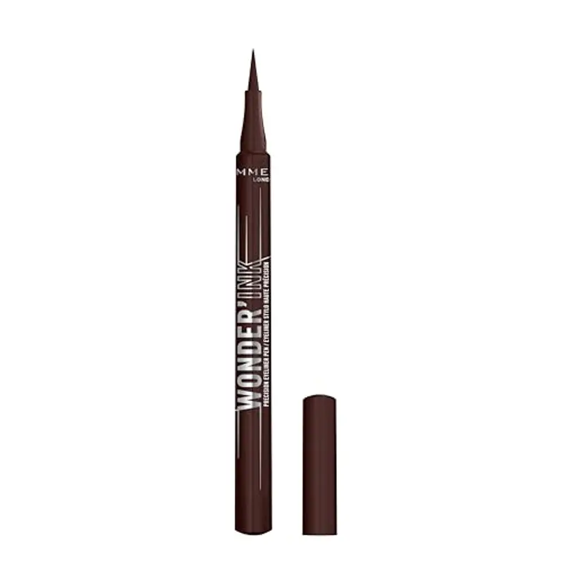 Rimmel Wonder'Ink, 002 Spiced Chestnut, Eyeliner, Eyeliner di Precisione in Penna, Eyeliner Opaco, Finish Opaco, Altamente Pigmentato, Tenuta che Dura Tutto il Giorno, Waterproof, Non Sbava, 1 ml