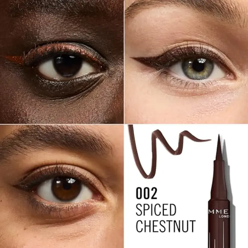 Rimmel Wonder'Ink, 002 Spiced Chestnut, Eyeliner, Eyeliner di Precisione in Penna, Eyeliner Opaco, Finish Opaco, Altamente Pigmentato, Tenuta che Dura Tutto il Giorno, Waterproof, Non Sbava, 1 ml miniatura 2