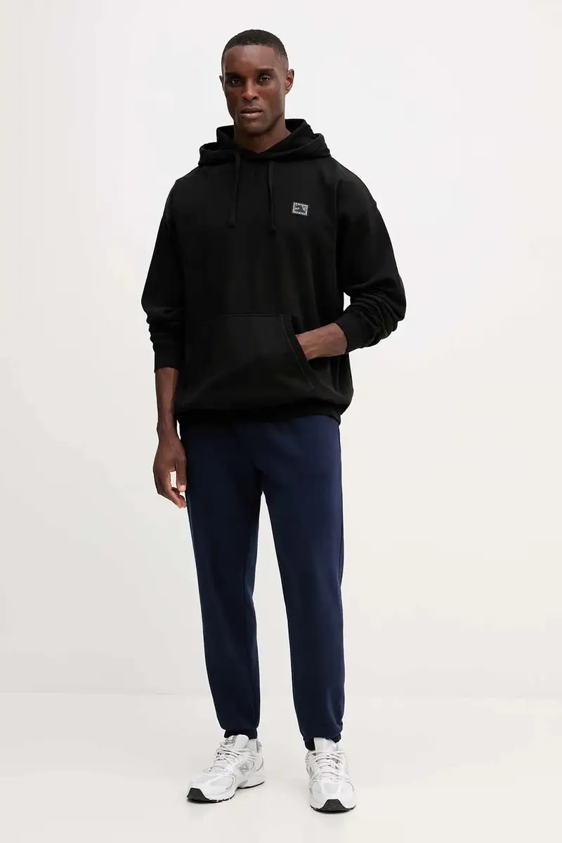 felpa in cotone AOTS uomo colore nero con cappuccio con applicazione 099MFL miniatura 2