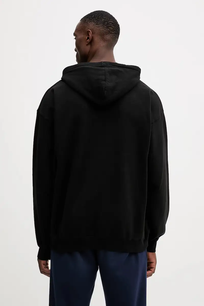 felpa in cotone AOTS uomo colore nero con cappuccio con applicazione 099MFL miniatura 3