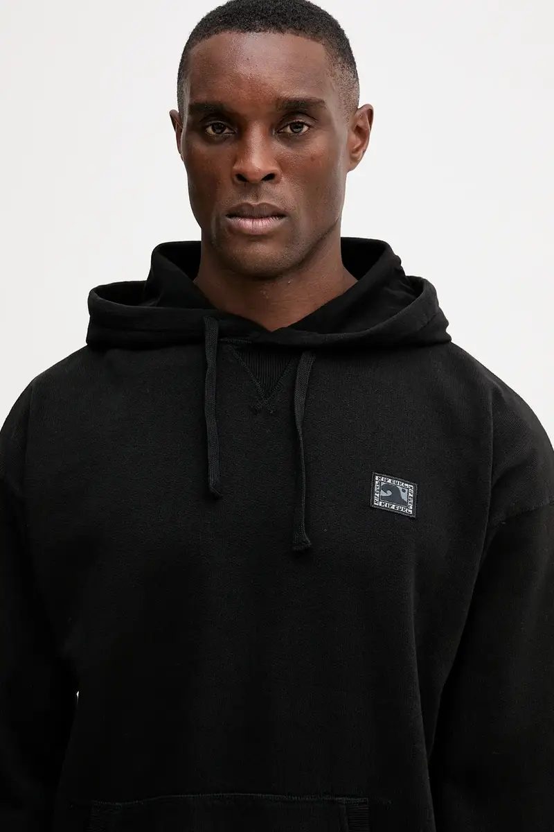 felpa in cotone AOTS uomo colore nero con cappuccio con applicazione 099MFL miniatura 4