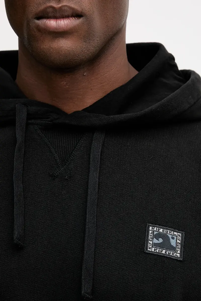 felpa in cotone AOTS uomo colore nero con cappuccio con applicazione 099MFL miniatura 5