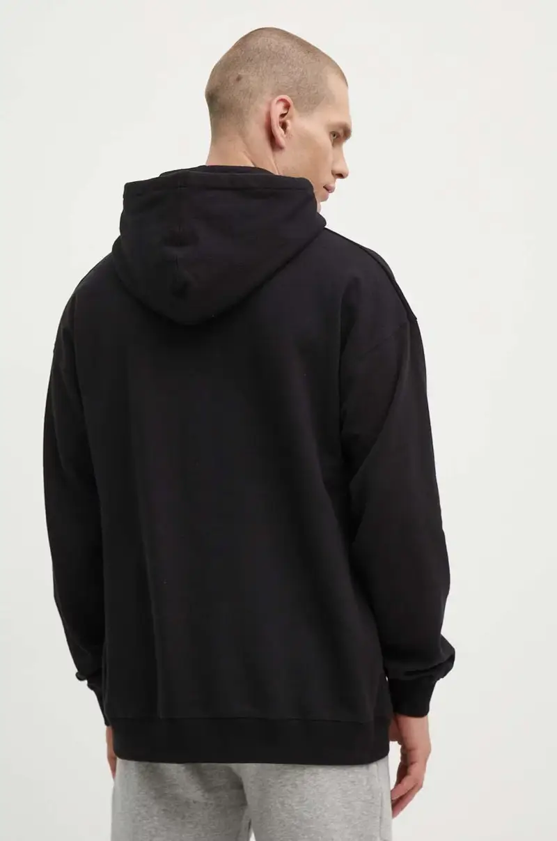 felpa in cotone uomo colore nero con cappuccio miniatura 3