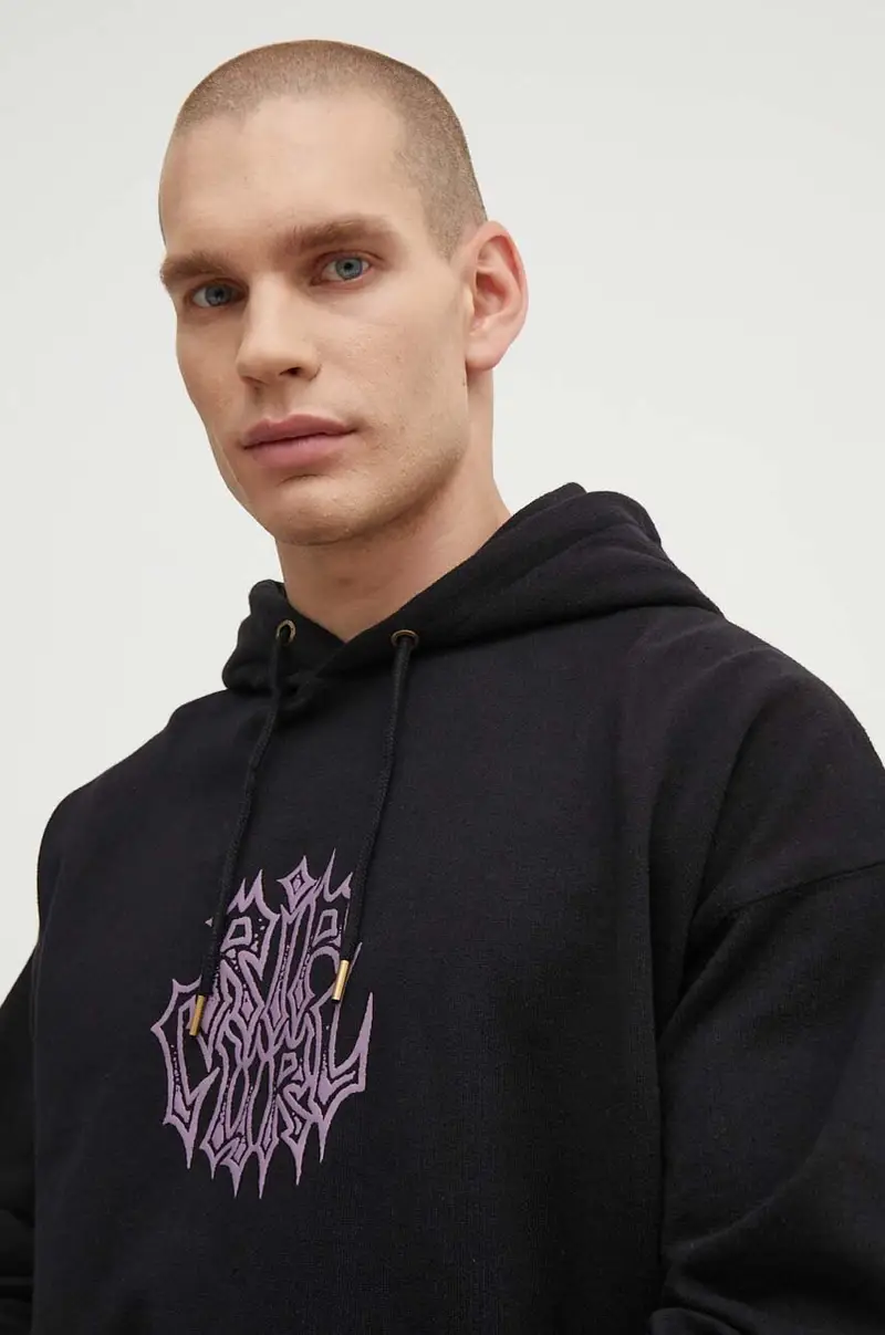 felpa in cotone uomo colore nero con cappuccio miniatura 4